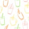 Vector seamless pattern with doodle smoothie bottles