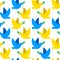 Vector seamless pattern with doves of peace. Ukraine concept