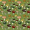 Vector seamless pattern with drawing mushrooms