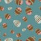 Vector seamless pattern with Easter eggs. Blue background