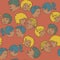 Vector seamless pattern with faces of different couples with variety of emotions
