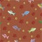 Vector seamless pattern with fairy fishes and corals.