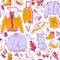 Vector seamless pattern for fashion and autumn & winter shopping theme with women accessory & clothing isolated