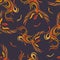 Vector seamless pattern with fever birds phoenixes. Bright design for wallpapers, textiles