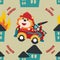 Vector seamless pattern with Fire rescue team with funny firefighter cartoon.