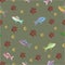 Vector seamless pattern with fishes and corals.