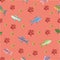 Vector seamless pattern with fishes and red corals.