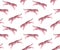 Vector seamless pattern of flat jumping pink tiger
