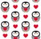 Vector seamless pattern of flat penguin with heart