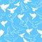 Vector seamless pattern of a flock flying pigeons