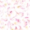 Vector seamless pattern with floral petals. Floral background with flowers, petal, blurred petals and soft leaves and