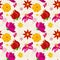 Vector seamless pattern with flowers and floral element