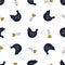 Vector seamless pattern with folk chickens in Scandinavian style