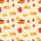 Vector seamless pattern with foods elements