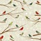 Vector seamless pattern of forest birds