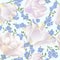 Vector seamless pattern with forget me not and tulips flowers. S