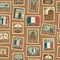 Vector seamless pattern with french postage stamps