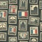 Vector seamless pattern with french postage stamps