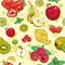 Vector seamless pattern with fresh fruits and berries