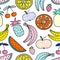 Vector seamless pattern of Fruits. Summer mood