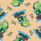 Vector seamless pattern with funny dinosaur pirate cartoon, Cute Marine pattern for fabric, textile, nursery, baby clothes,