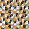 Vector seamless pattern funny hungry cats. Cheerful pattern for printing on notebooks, packaging, T-shirt.