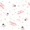 Vector seamless pattern. Funny snowmen, snowflakes, and lettering merry Christmas on white background