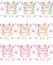 Vector seamless pattern with geometric hamsters on a color bars