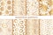 Vector seamless pattern. Gold hand drawn background. Repeated pattern. Set of repeating abstract golden texture. Collection patern