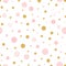 Vector seamless pattern gold pink polka dot for Christmas backgound or baby shower textile on white