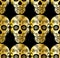 Vector seamless pattern of golden sugar skull with doodle element