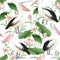 Vector seamless pattern with graceful pelicans.