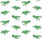 Vector seamless pattern of green hand drawn doodle sketch triceratops and tyrannosaur dinosaur on white background