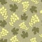 Vector seamless pattern with green leaves and bunches of grapes. For design packaging, textile, background, design postcards and