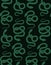 Vector seamless pattern with green silhouettes of snakes on a dark background. Fashionable animalistic texture