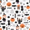 Vector seamless pattern for halloween on white background.