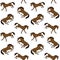 Vector seamless pattern of hand draw kicking horse