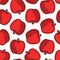 Vector seamless pattern with hand drawing apples on white background.