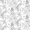 Vector seamless pattern with hand drawn bindweed flowers.