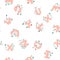 Vector seamless pattern of hand-drawn children`s alphabet decorated with flowers. 3D doodle letters. ABC font background