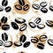 Vector seamless pattern with hand drawn coffee beans isolated on white background.