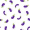 Vector seamless pattern, hand-drawn, with eggplants isolated on a white background. Endless pattern with aubergines in sketch