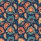 Vector seamless pattern with hand drawn floral ornament in ethnical Indian style. pattern for printing on fabric, wrapping paper