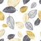 Vector seamless pattern with hand drawn golden, black,