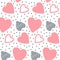 Vector seamless pattern with hand drawn hearts.