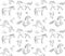 Vector seamless pattern of hand drawn horses