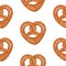 Vector seamless pattern with hand drawn pretzels. Traditional german pastry illustration.