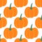 Vector seamless pattern with hand drawn pumpkins. Farm market products. Simple vegetarian food drawing