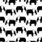 Vector Seamless pattern with hand drawn silhouette elephants . Background in flat style