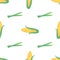 Vector seamless pattern with hand drawn vegetables. Farm market products. Asparagus and corn. Simple vegetarian food drawing